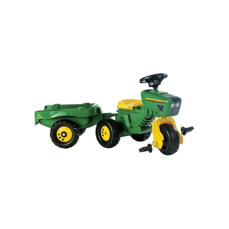 Traktor z napędem na pedały z ładowaczem i przyczepą John Deere, wiek 2.5 lat RollyKid Rolly Toys