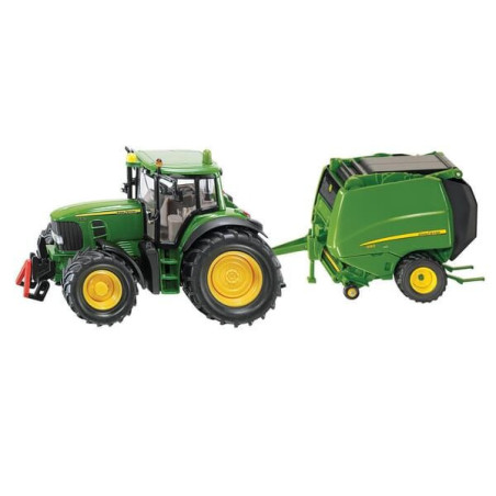 Ciągnik John Deere z prasą rolującą