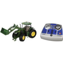 John Deere 7310R z ładowaczem czołową ze zdalnym sterowaniem bluetooth i w aplikacji