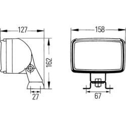 Lampa robocza prostokątna H3 Hella, double beam