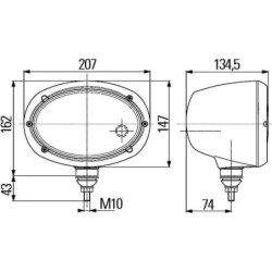 Reflektor halogenowy, okrągły 12/24V przykręcany 207x147x207 mm Hella