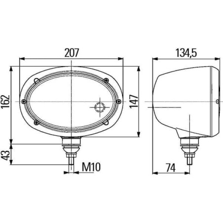 Reflektor halogenowy, okrągły 12/24V przykręcany 207x147x207 mm Hella