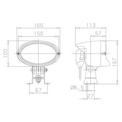 Reflektor halogenowy, owalny 65W 12V H9 160x113x167 mm Hella