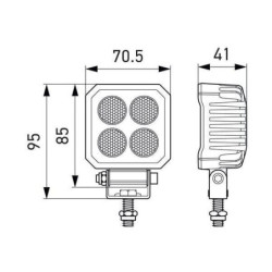 Lampa robocza, kwadratowa, 4 LED, 1700 lm 12/24V, ValueFit Hella