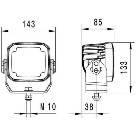 Lampa robocza LED, kwadratowa, 4000 lm 12/24V z wtyczką Detusch, 8 LED Hella