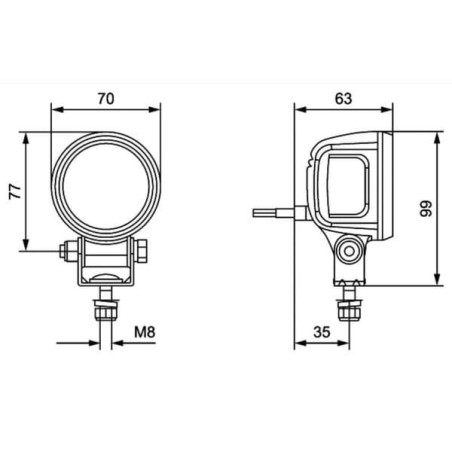 Lampa robocza owalna LED, niebieska