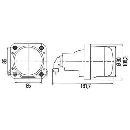 Reflektor halogenowy, okrągły 55W 12V H7 181.7x108.3 mm Hella