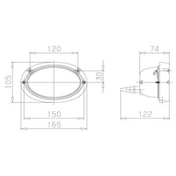 Lampa robocza halogenowa owalna 12V z wtyczką AMP Hella