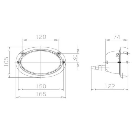 Lampa robocza halogenowa owalna 12V z wtyczką AMP Hella