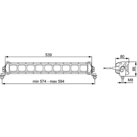 Lampa robocza długa, 9 LED, 539x98 mm, wtyczka Deutsch, LBX-540 Hella