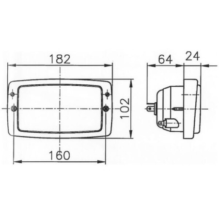 Reflektor halogenowy, prostokątny 12/24V przezroczysty przykręcany 182x88x102 mm Hella