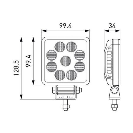 Lampa robocza, kwadratowa, 9 LED, 1000 lm 12/24V, ValueFit Hella