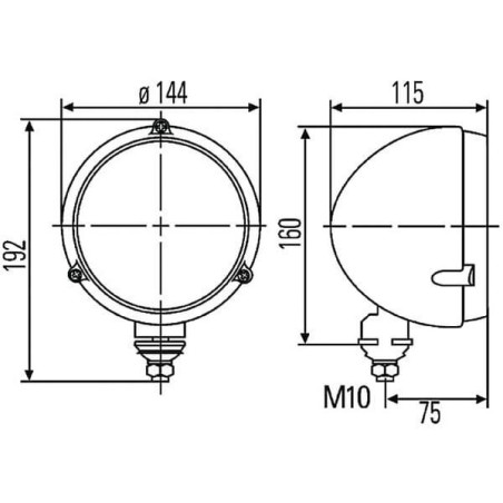 Reflektor halogenowy, okrągły 12/24V biały przykręcany Ø 144 mm Hella