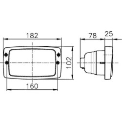 Lampa robocza prostokątna H3 Hella, moduł 6213