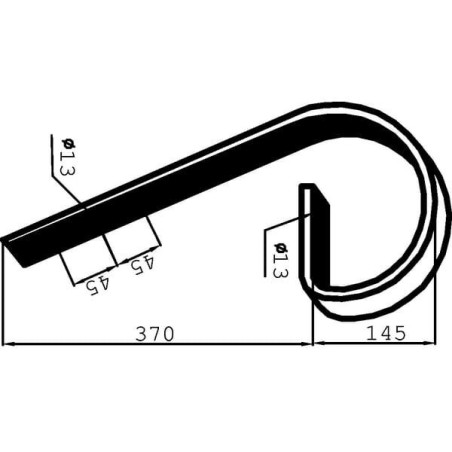 Ząb wleczony, 45x10x510 mm bez redliczki Kramp