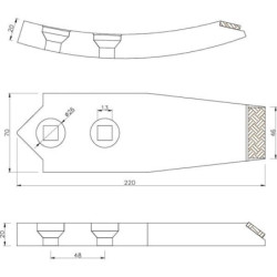 Redliczka 215x40x20 mm wzmocniona wygięta, 2-otw. pasująca do Unia Kramp