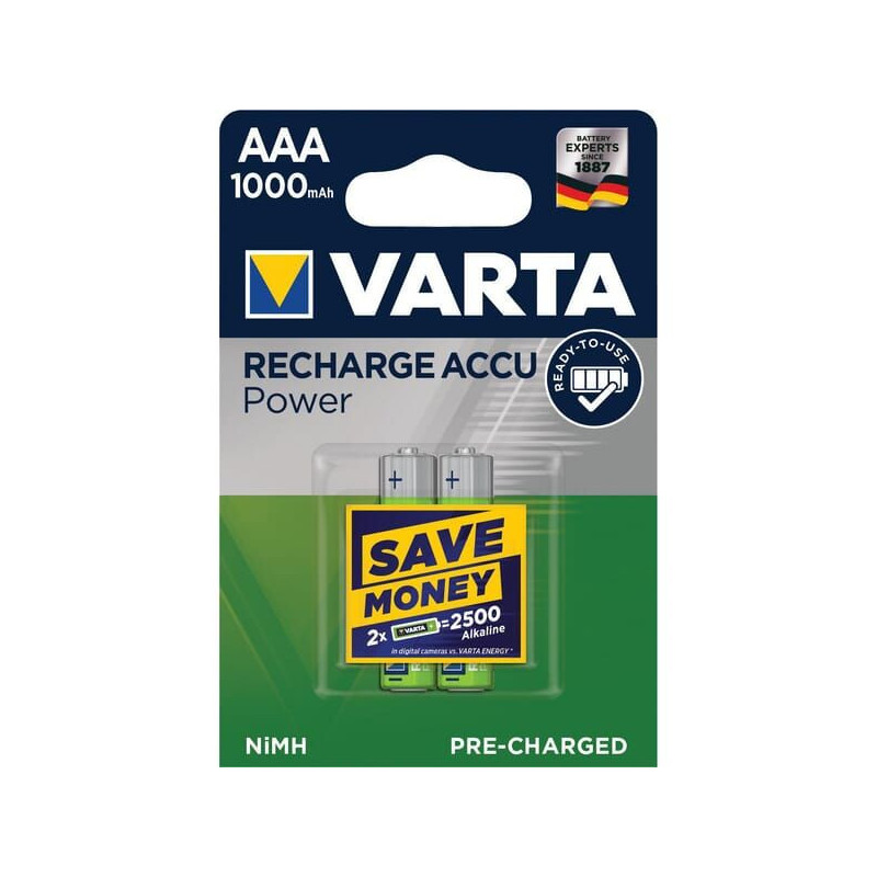 Bateria AAA Varta, 1,2 V, 1000 mAh, HR03, 2 szt.