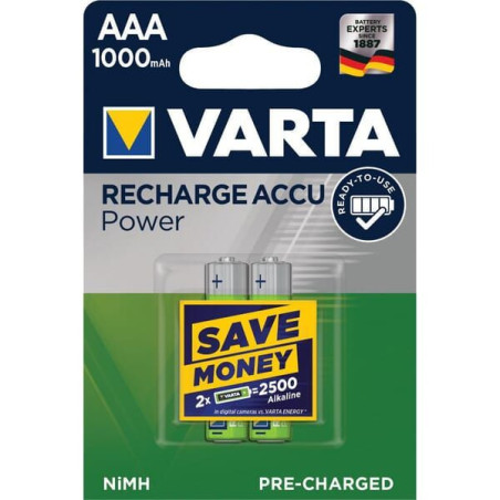 Bateria AAA Varta, 1,2 V, 1000 mAh, HR03, 2 szt.