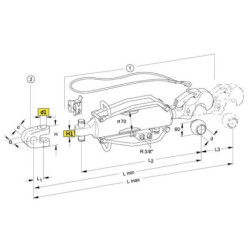 Łącznik górny hydrauliczny, hak z kulą kat.3/2, Ø 70 mm