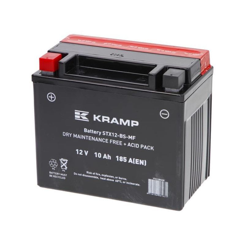 Akumulator 12V 10Ah 185A z elektrolitem Kramp