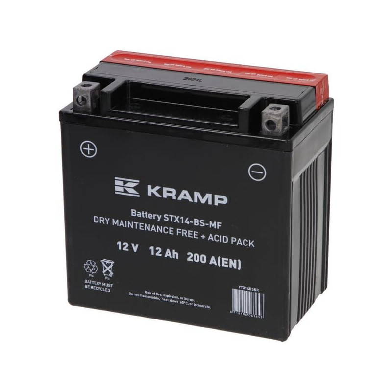 Akumulator 12V 12Ah 200A z elektrolitem Kramp