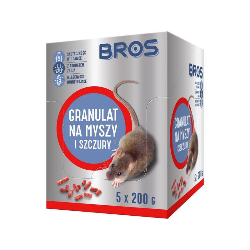 Granulat na myszy i szczury, 1kg - 5 x doypack 200g