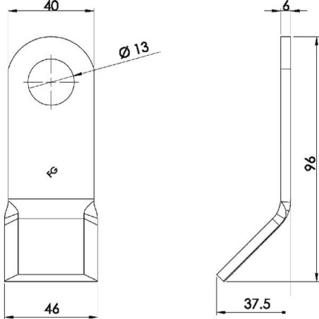 Nóż bijaka 40x96 mm