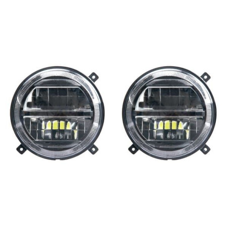 Reflektory LED, 16/21W, okrągłe, 9-36V, Ø 140 mm, światła drogowe/światła mijania, wtyczka H4, para, Kramp