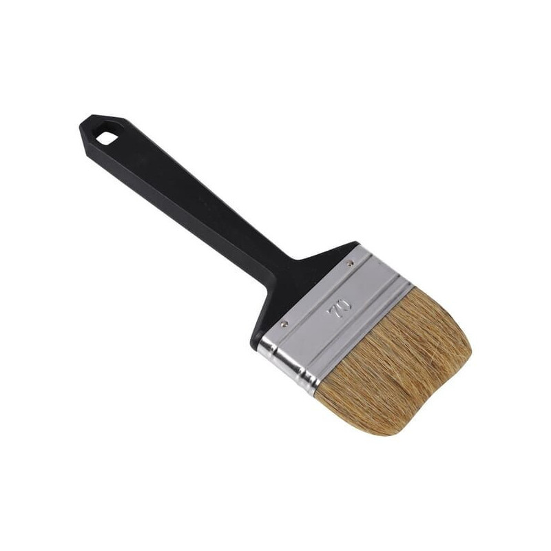 Flat brush single use, white pigshair size 70