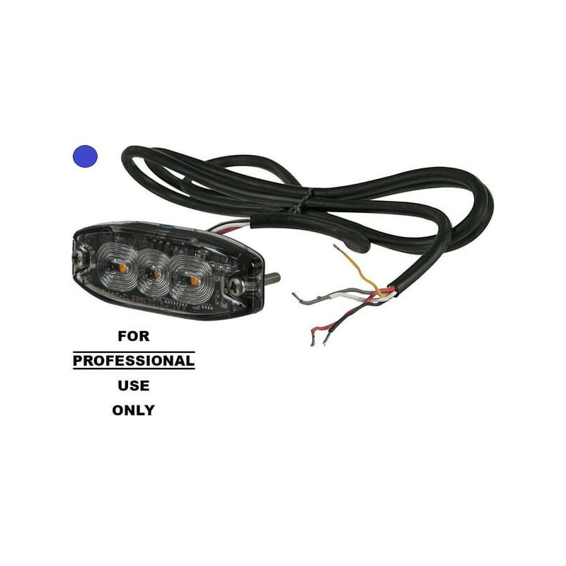 Lampa ostrzegawcza LED, prostokątna, 10/30V niebieska, 82x30x9 mm 3 diody LED Kramp