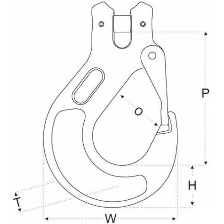 Hak z głowicą widełkową + zabezpieczenie RCH G10, 10 mm