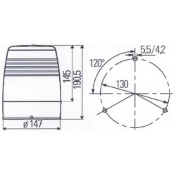 Lampa błyskowa halogenowa, 12V przykręcana, Ø 147 mm L=190.5 mm JuniorPlus Hella