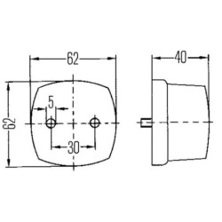 Lampa obrysowa 5W kwadratowa 12V przezroczysta/biała przykręcana 62x40x62 mm Hella