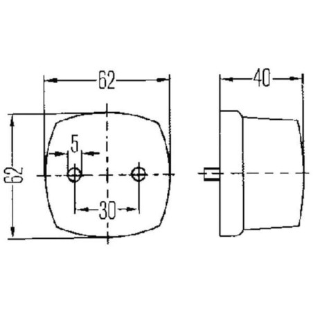 Lampa tylna, kwadratowa 12/24V czerwona przykręcana Hella