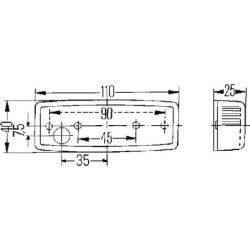 Lampa obrysowa 5W prostokątna 12/24V pomarańczowa przykręcana 110x25x40 mm Hella