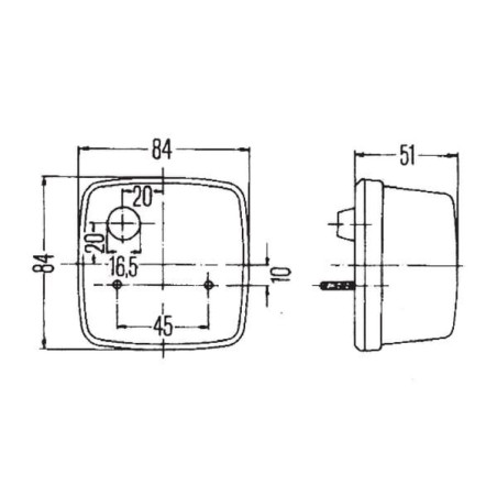 Lampa tylna, kwadratowa 12/24V przykręcana Hella