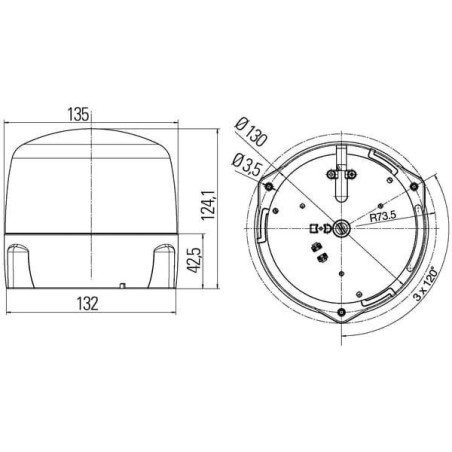 Lampa błyskowa stroboskopowa Rota-LED, 12W przykręcana 12/24V Ø 132 mm x 124 mm 8 LED Hella