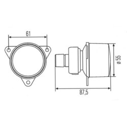 Lampa kierunkowskazu, 21W okrągła 12/24V szara przykręcana Ø 55 mm Hella