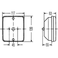 Lampa cofania, 12/24V białe światło przykręcana 139x63x117 mm płaska wtyczka Hella