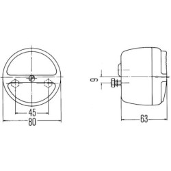 Lampa tylna zespolona, okrągła 12V czerwona/pomarańczowa przykręcana Ø 80 mm Hella