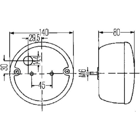 Lampa tylna zespolona, okrągła 12/24V pomarańczowa/czerwona przykręcana Ø 140 mm Hella