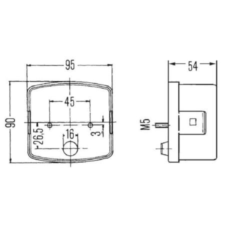 Lampa tylna zespolona 95x90mm, prawa