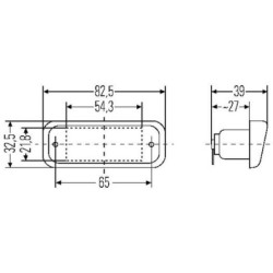 Lampa oświetlania tablicy rejestracyjnej, prostokątna 24V przezroczysta przykręcana 82.5x32.5 mm Hella