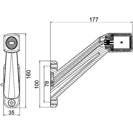 Lampa obrysowa LED, 1.50W 24/12V prawa przykręcana 178x164 mm Quick-link 4 LED Hella