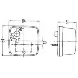 Lampa tylna, kwadratowa 12/24V czerwona przykręcana 84x51x84 mm Hella