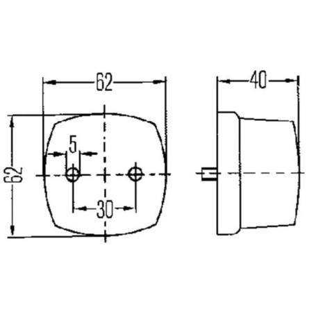 Lampa obrysowa 5W kwadratowa 12V przezroczysta przykręcana 62x40x62 mm Hella