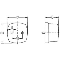 Lampa obrysowa 5W, kwadratowa, 12V, czerwono/biała, przykręcana, 62x40x62 mm Hella