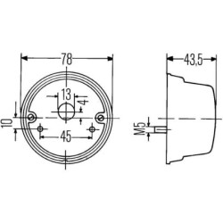 Lampa tylna zespolona, okrągła 12V czerwona/pomarańczowa przykręcana Ø 78 mm Hella