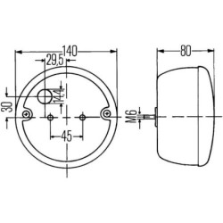 Lampa tylna zespolona, okrągła 12/24V pomarańczowa/czerwona przykręcana Ø 140 mm Hella