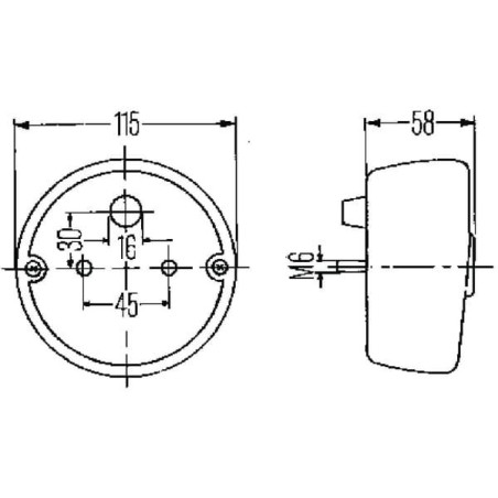 Lampa tylna zespolona, okrągła 12V czerwona/pomarańczowa/biała przykręcana Ø 115 mm Hella